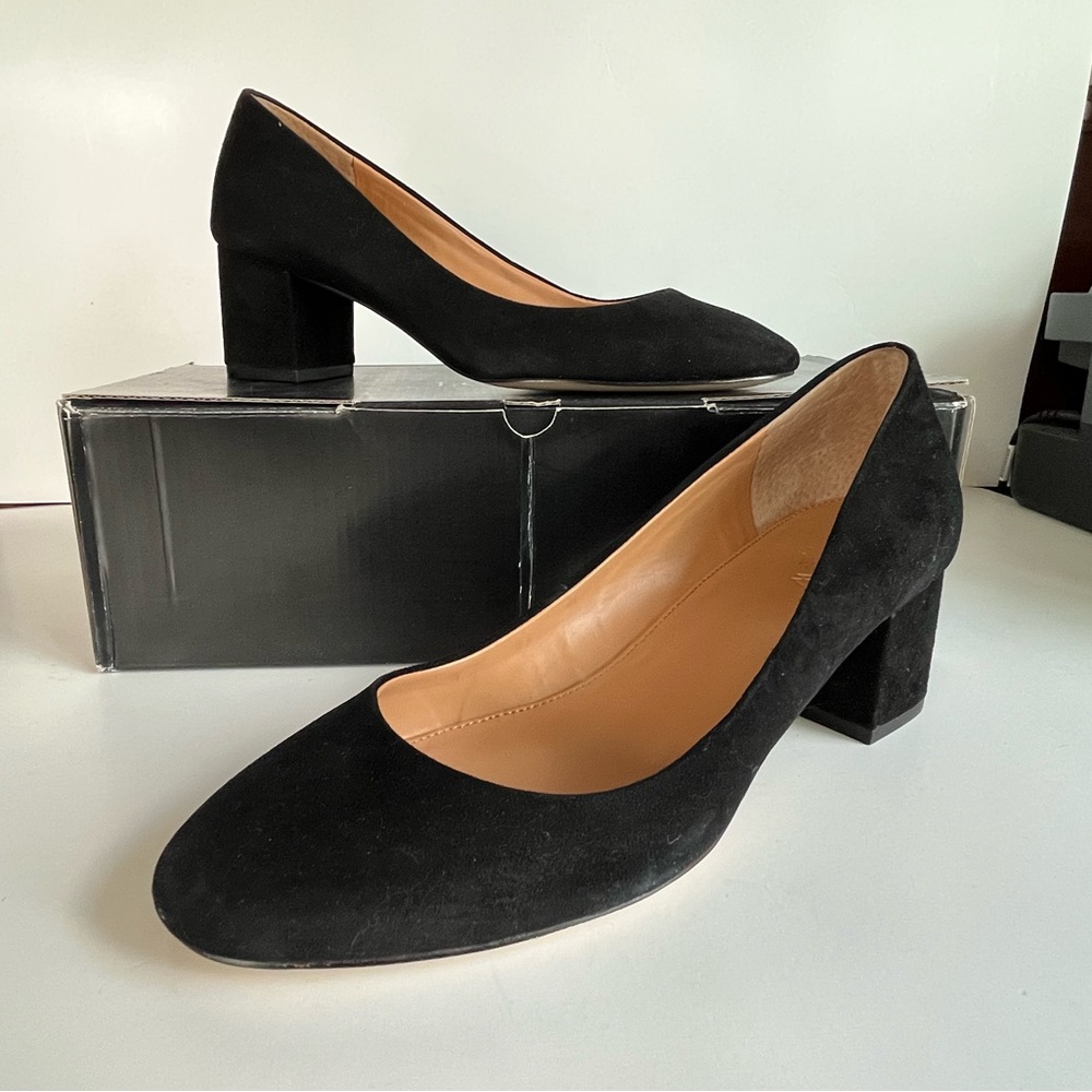 J. Crew Women’s Bryn Suede Mid Block Heel Suede Black Size 8.5